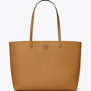 NWT Tory Burch McGraw Leather Shoulder Tote Bag Tiramisu Brown 100% AUTHENTIC